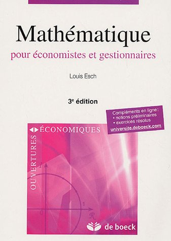 Mathématique pour économistes et gestionnaires