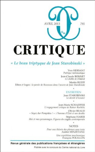 Critique, n° 791. Le beau triptyque de Jean Starobinski