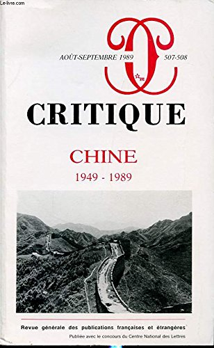 Critique, n° 165. Chine 1949-1989