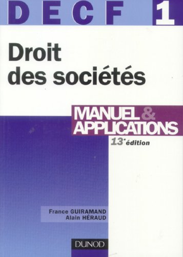 Droit des sociétés, des autres groupements et des entreprises en difficulté, DECF 1