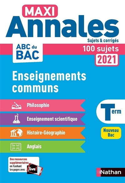Enseignements communs terminale : 100 sujets : nouveau bac, 2021