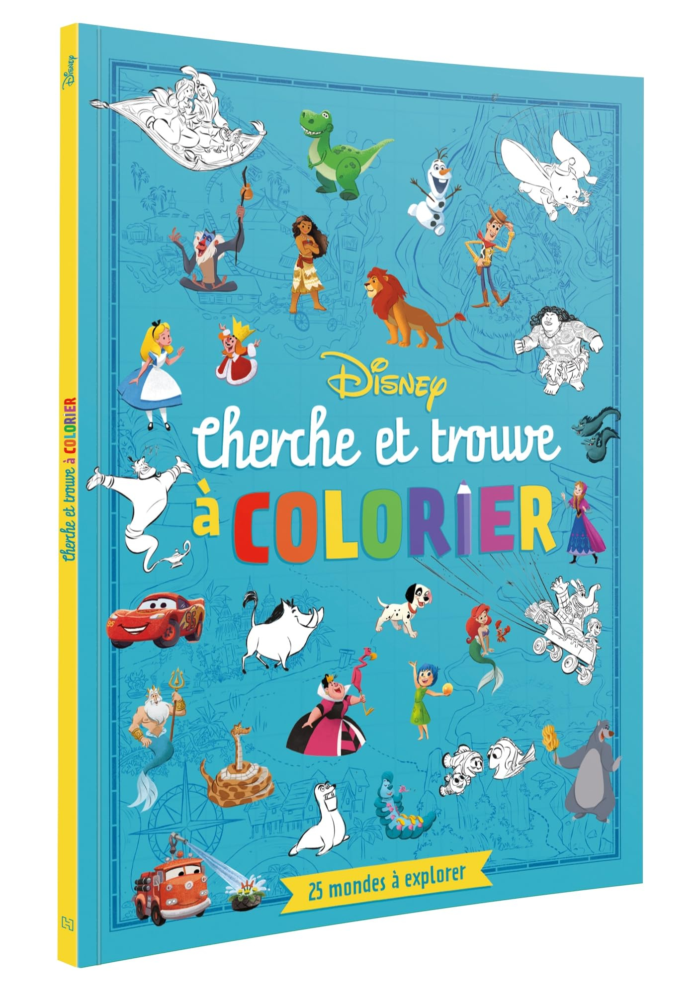 DISNEY : Cherche et Trouve à colorier : 25 mondes à explorer