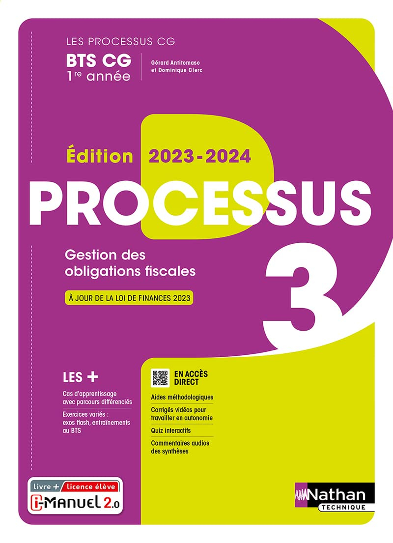 Processus 3 BTS CG 1re année : gestion des obligations fiscales : livre + licence élève