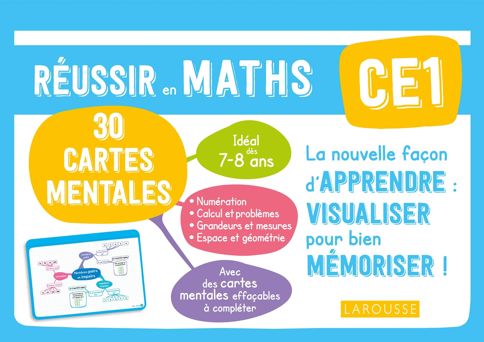 Réussir en maths CE1, 7-8 ans : 30 cartes mentales