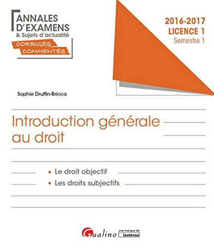 Introduction générale au droit : le droit objectif, les droits subjectifs : 2016-2017, licence 1 sem