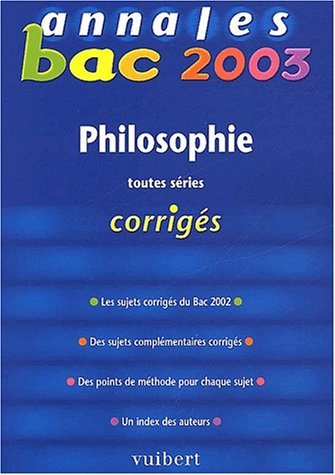 Philosophie toutes séries : bac 2003