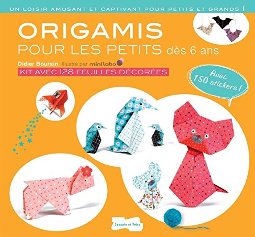 Origamis pour les petits dès 6 ans : kit avec 128 feuilles décorées