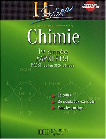 Chimie 1re année MPSI-PTSI : PCSI option SI 2e période