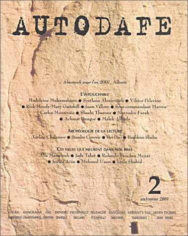 Autodafé, n° 2. Almanach pour l'an 2001, adonis