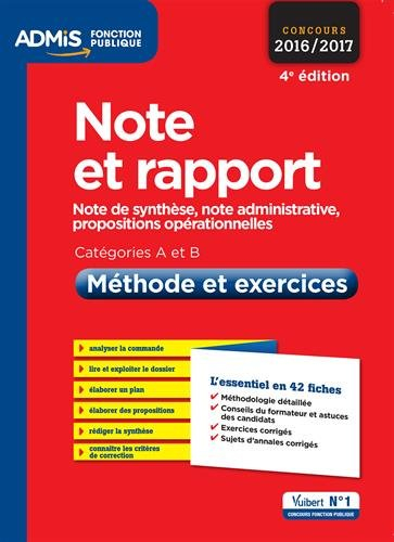Note et rapport, concours 2016-2017 : note de synthèse, note administrative, propositions opérationn