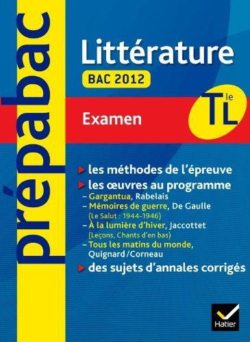 Littérature, terminale L, examen bac 2012