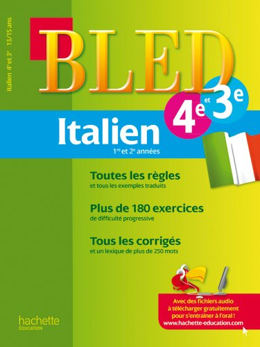 Bled italien 1re et 2e années, 4e-3e, 13-15 ans