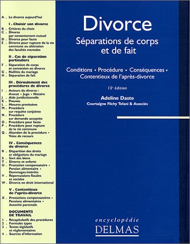 Le divorce et la séparation des corps