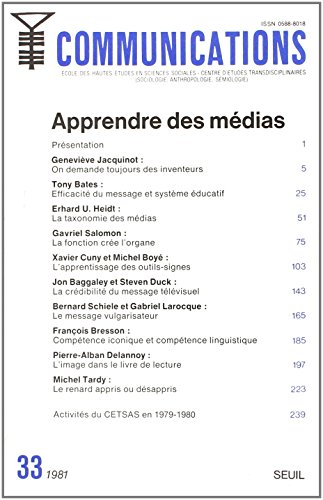 Communications, n° 33. Apprendre des médias