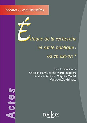 Ethique de la recherche et santé publique : où en est-on ? : séminaire d'experts