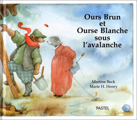 Ours brun et ourse blanche sous l'avalanche