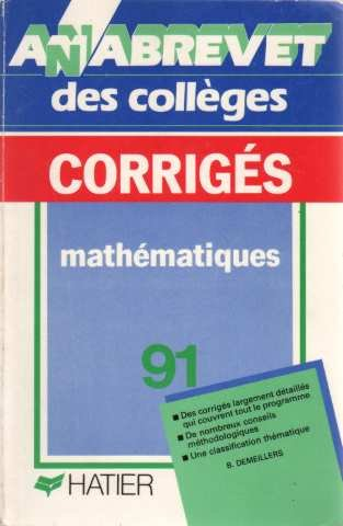 annabrevet 1991, brevet des collèges mathématiques, numéro 6, corrigés