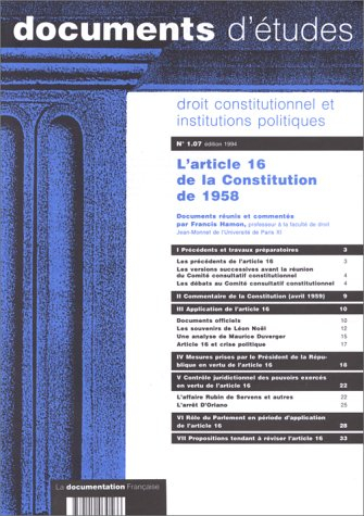 L'Article 16 de la Constitution de 1958
