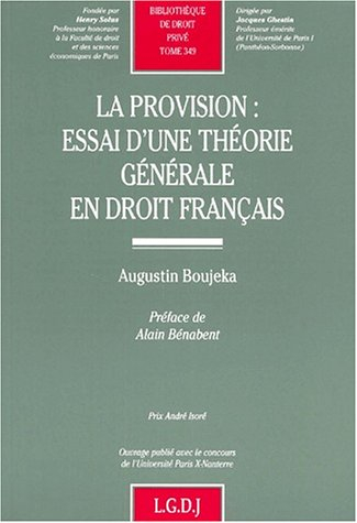 La provision : essai d'une théorie générale en droit français