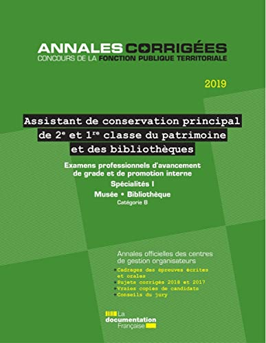 Assistant de conservation principal de 2e et 1re classe du patrimoine et des bibliothèques 2019 : ex