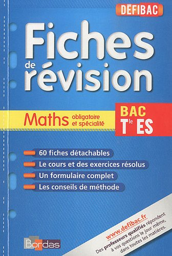 Maths obligatoire et spécialité, bac terminale ES : fiches de révision