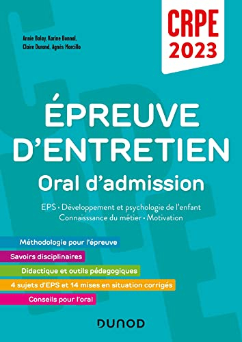 Epreuve d'entretien, oral d'admission : EPS, développement et psychologie de l'enfant, connaissance 