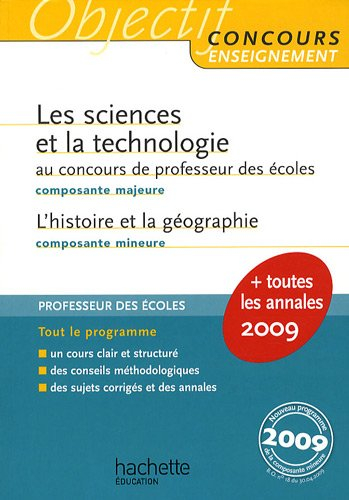 Les sciences et la technologie au concours de professeur des écoles, composante majeure : l'histoire