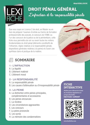 Droit pénal général : l'infraction et la responsabilité pénale