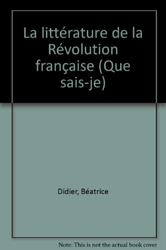 litterature revolution francaise