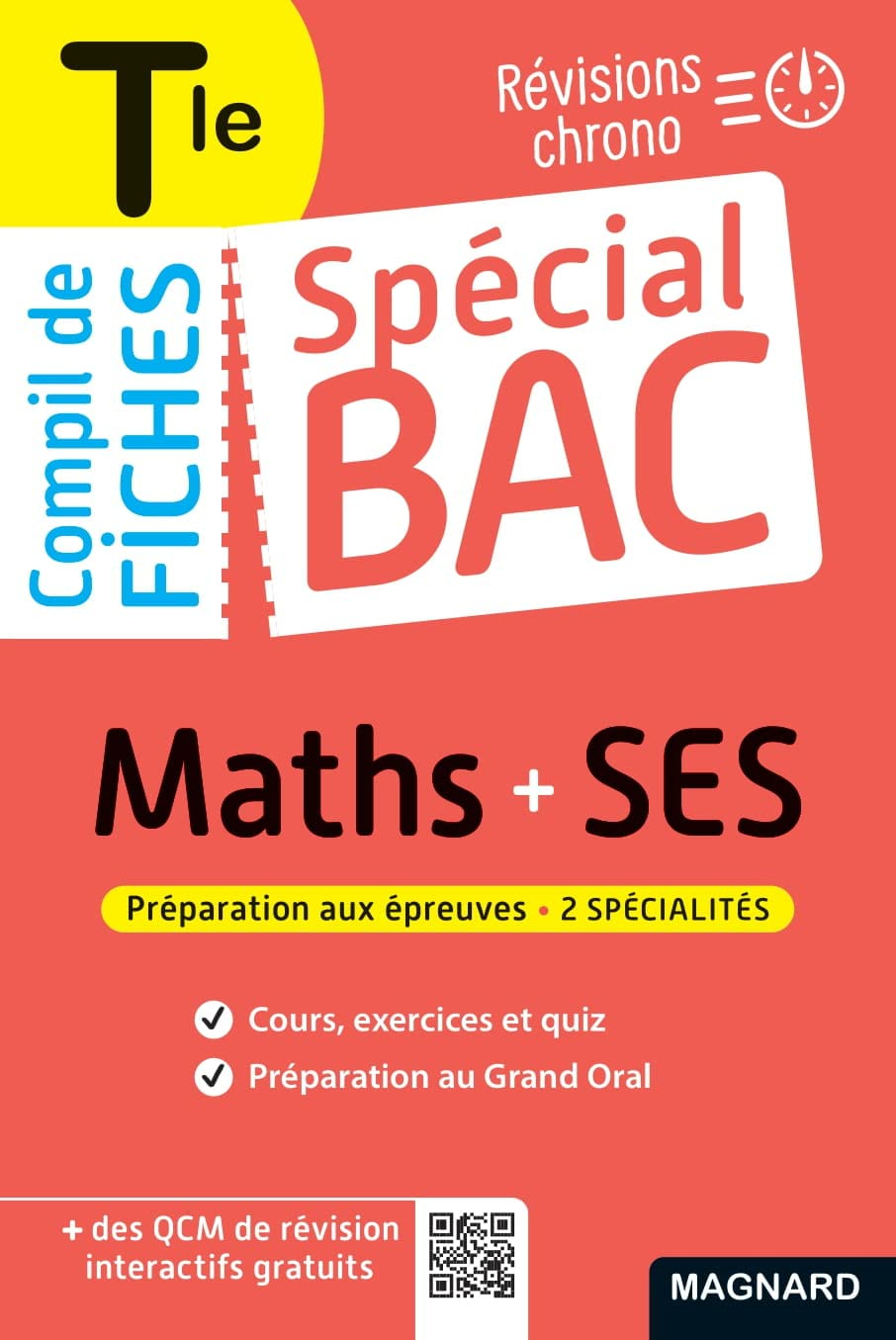 Compil de fiches maths + SES terminale : révisions chrono : préparation aux épreuves, 2 spécialités