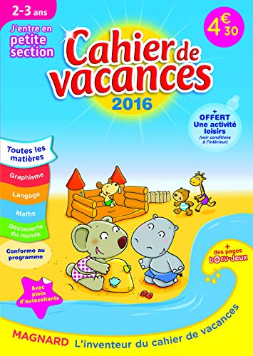 Cahier de vacances, j'entre en petite section, 2-3 ans
