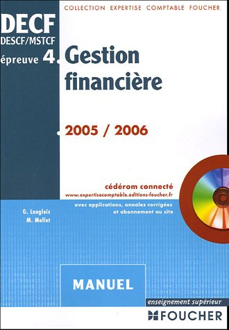 Gestion financière, DECF, DESCF-MSTCF, épreuve n° 4 : manuel