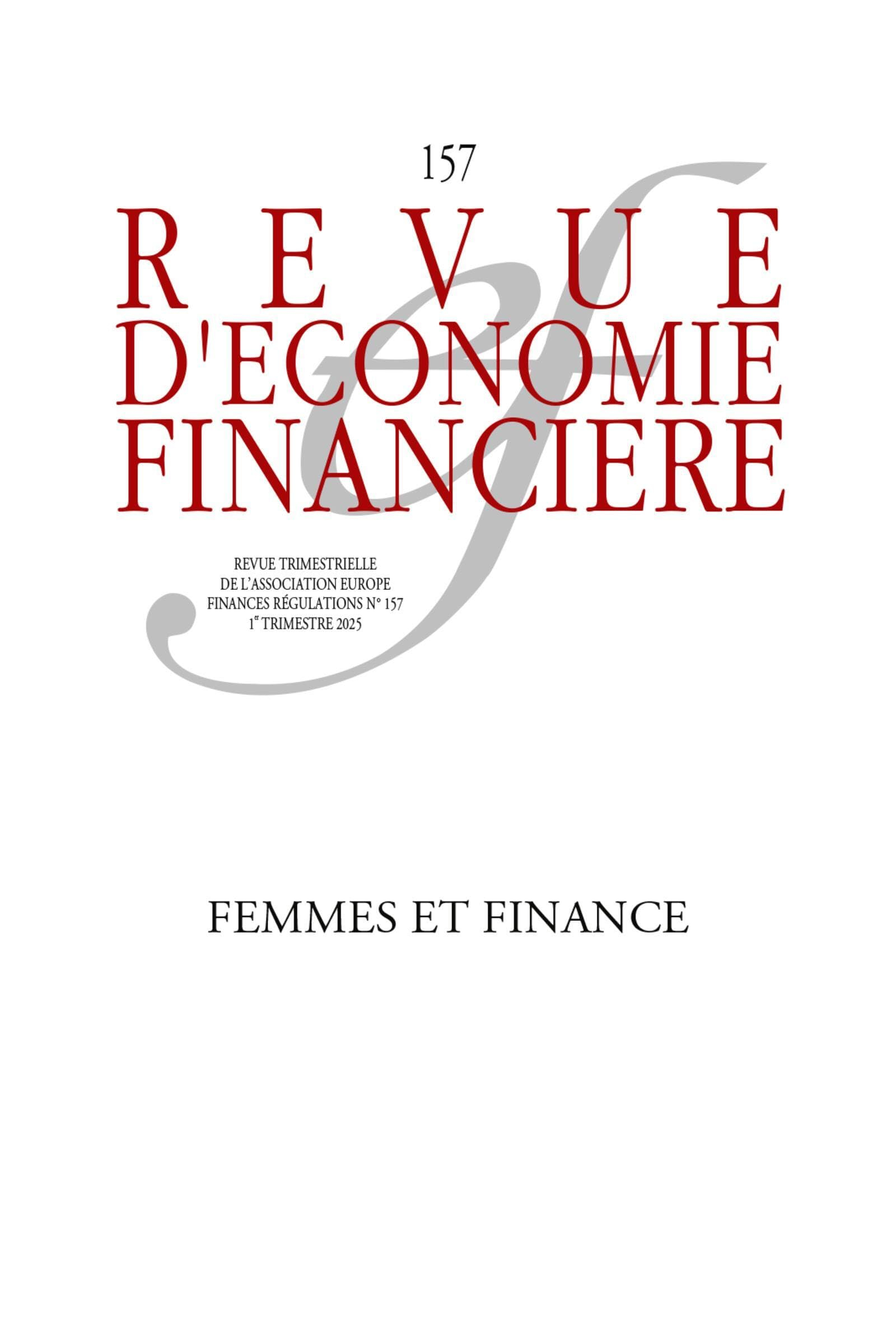 Revue d'économie financière, n° 157. Femmes et finance