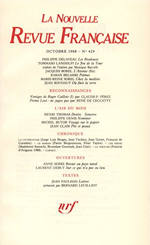 la n.r.f. numéro 429, octobre 1988