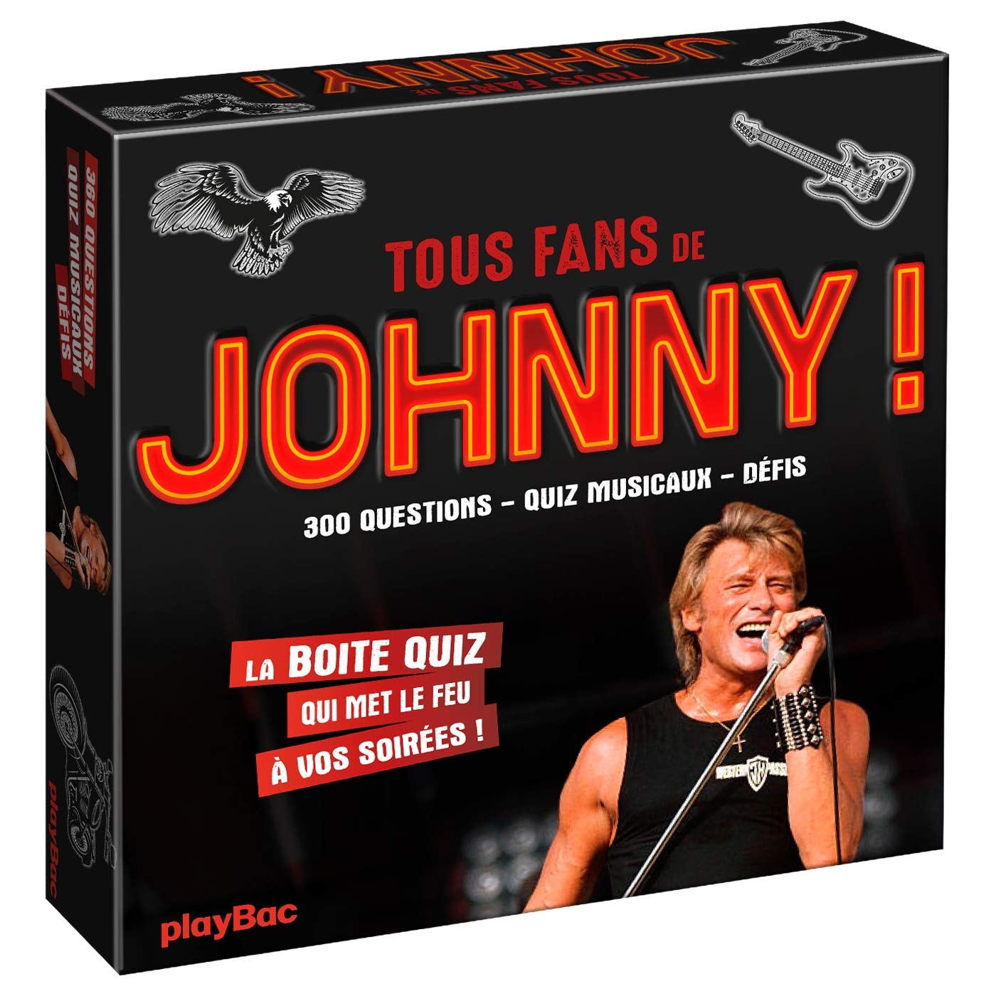 Tous fans de Johnny ! : la boîte quiz qui met le feu à vos soirées ! : 400 questions, quiz musicaux,