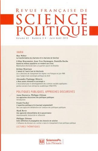 Revue française de science politique, n° 63-3. Politiques publiques, approches discursives