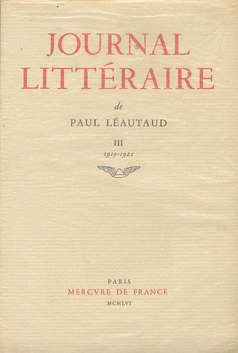 journal littéraire. 1910-1921, tome 3