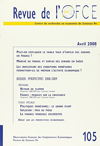 Revue de l'OFCE, n° 105. Perspectives 2008-2009