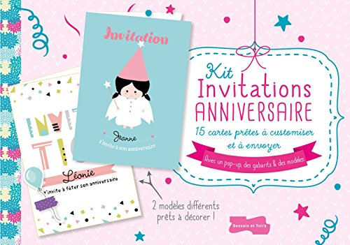 Kit invitations anniversaire : 15 cartes prêtes à customiser et à envoyer : avec un pop-up, des gaba