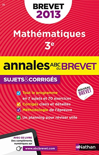 Mathématiques, 3e : brevet 2013