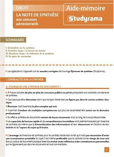 La note de synthèse aux concours administratifs