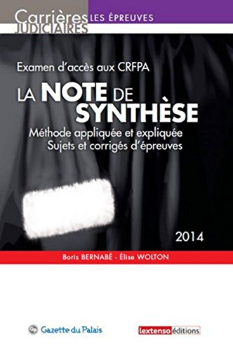 La note de synthèse : méthode appliquée et expliquée, sujets et corrigés d'épreuves : examen d'accès