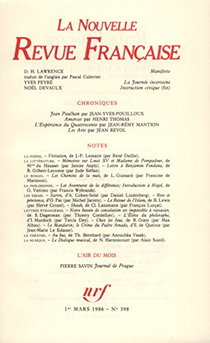 Nouvelle revue française, n° 398