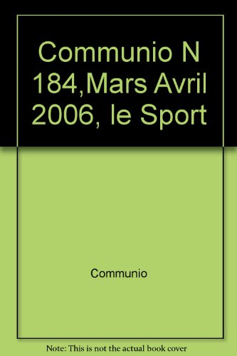 Communio, n° 184. Le sport