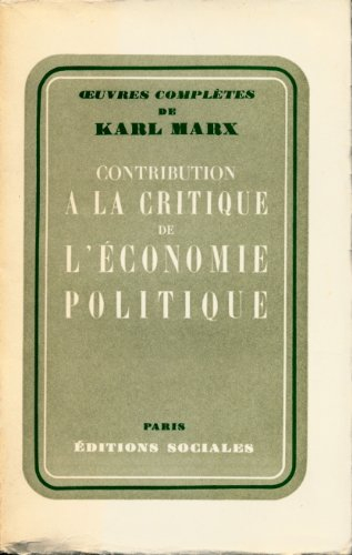 contribution à la critique de l'économie politique