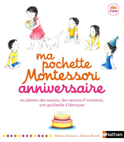 Ma pochette Montessori anniversaire : un plateau des saisons, des cartons d'invitation, une guirland