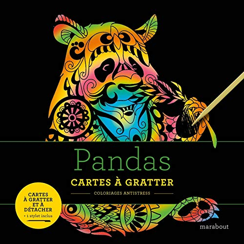 Pandas : cartes à gratter : coloriages antistress
