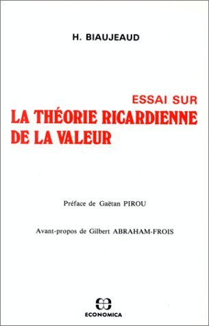 Essai sur la théorie ricardienne de la valeur