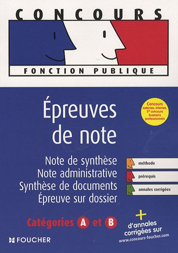 Epreuves de note : note de synthèse, note administrative, synthèse de documents, épreuve sur dosssie