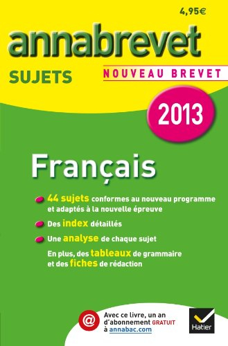 Français : sujets : nouveau brevet 2013